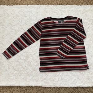 Erika Multicolored Striped Pullover Sweater Red,Grey,Black,Gold Size Small